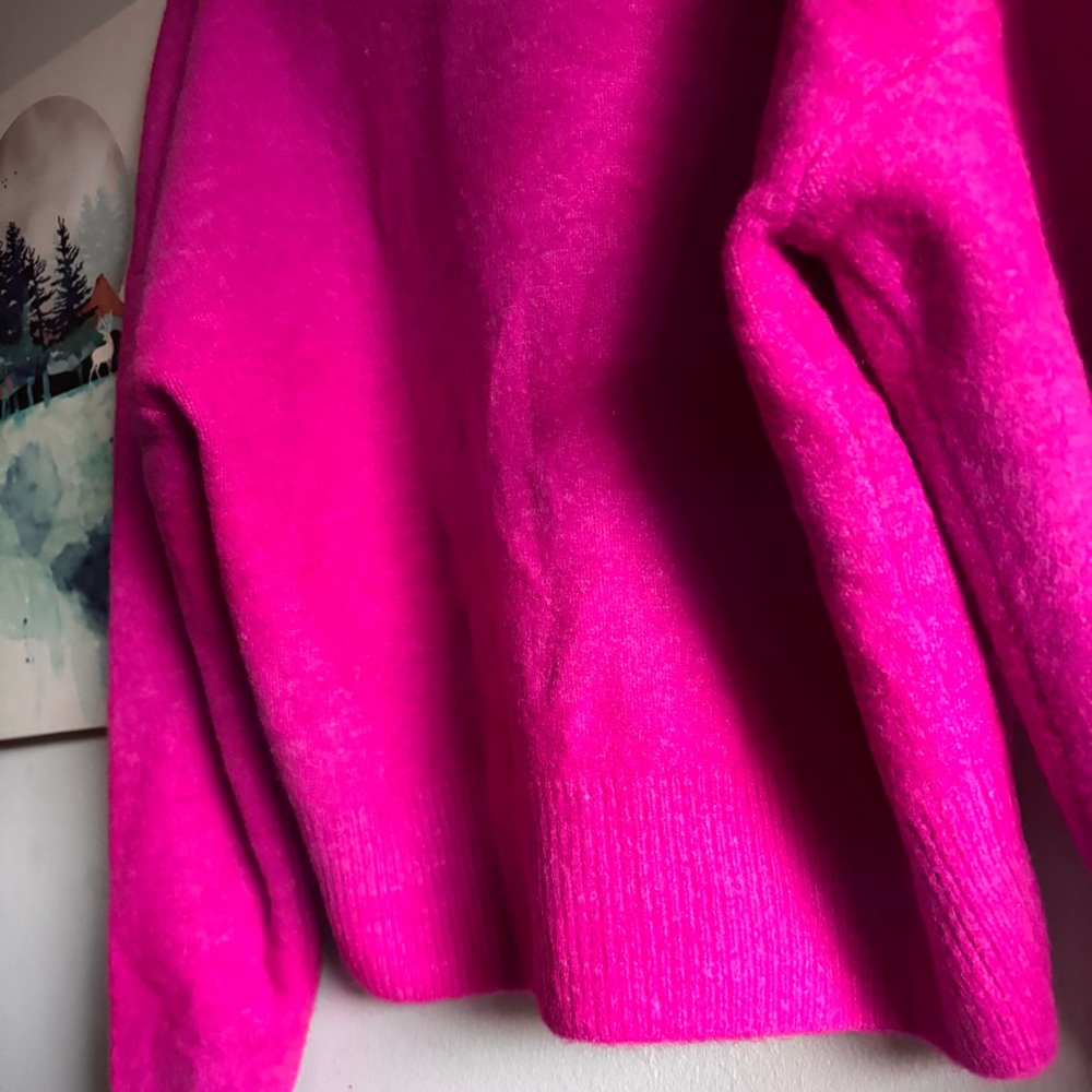 Zara Pink V Neck Wool Blend Oversized Sweater XSmall - Picture 5 of 5
